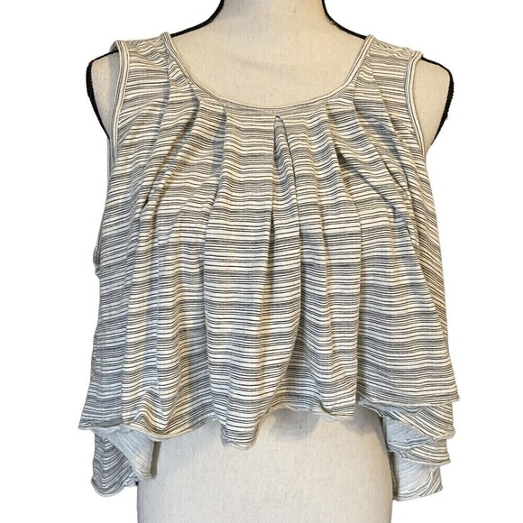 FREE People Top Womens XS Turn It Up Tank Sleeveless Striped Cropped Key… - Picture 1 of 9